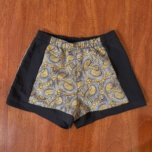 H&M Dark Gray and Yellow Paisley Shorts